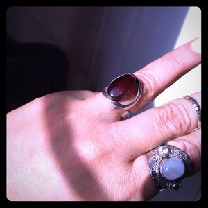 Cherry Amber adjustable ring 925 sterling silver
